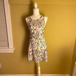 Trendy Floral H&M Divided A-Line Dress Short Lace-up Corseted Sides Multicolor